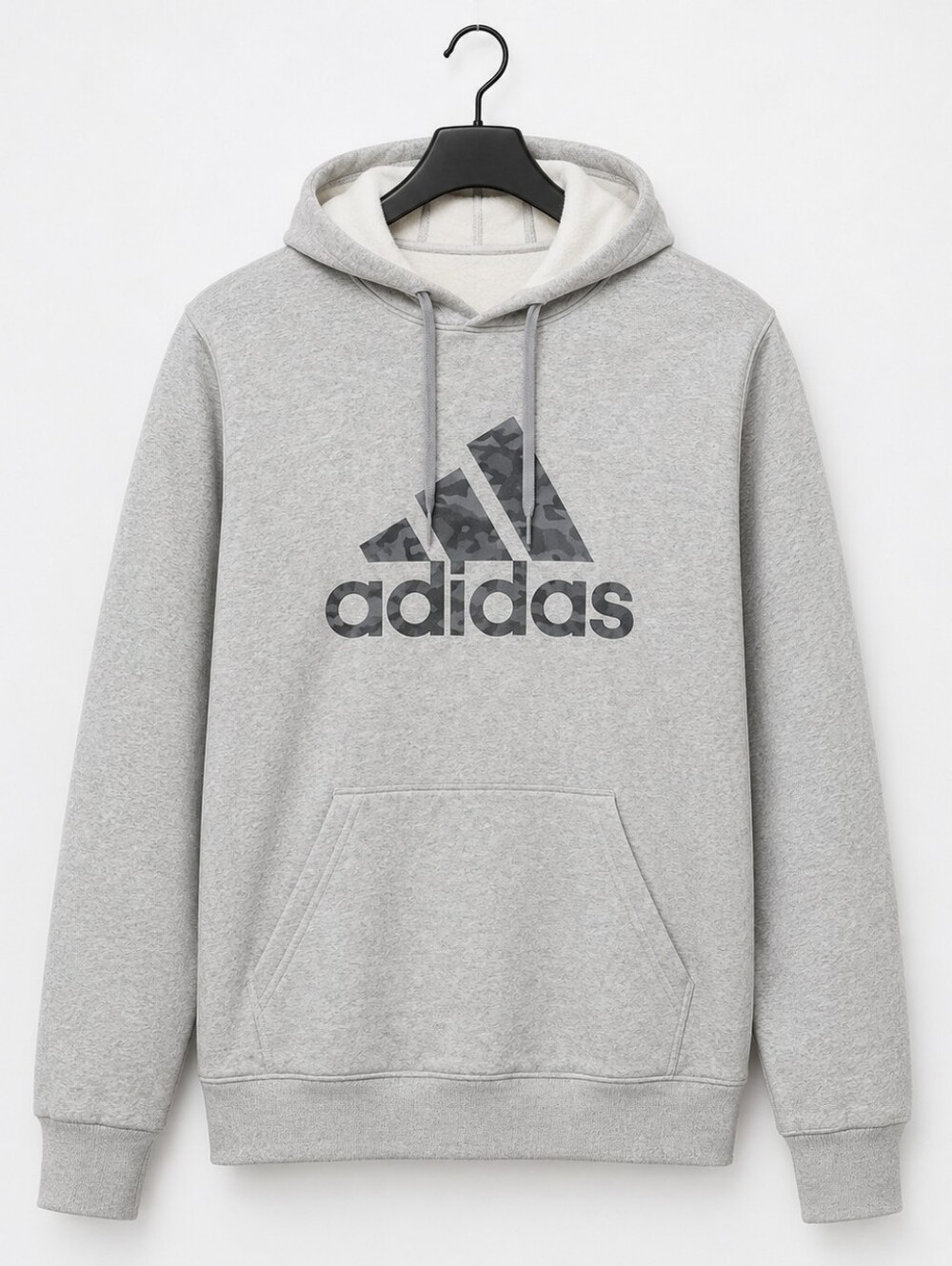 adidas Light Gray Men’s Sweatshirt Hoodie with Camouflage Logo